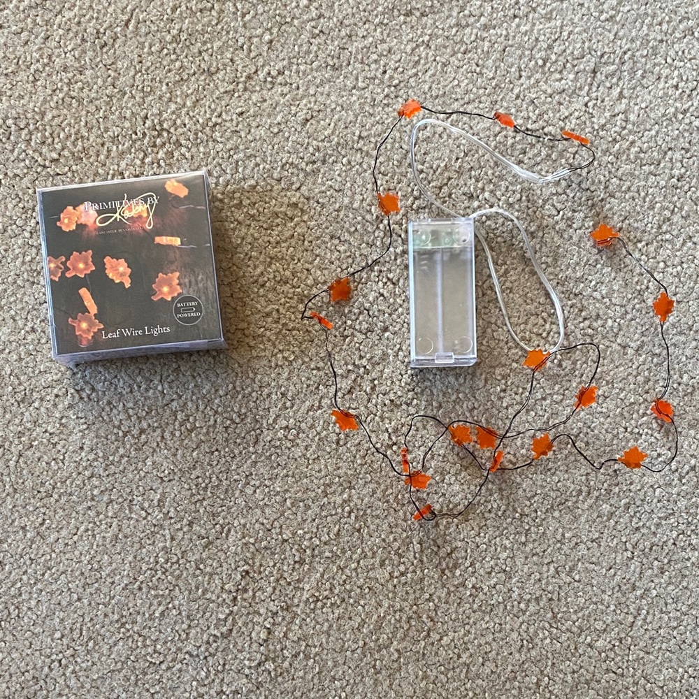 Primitives by Kathy Orange Leaf LED Wire String Lights